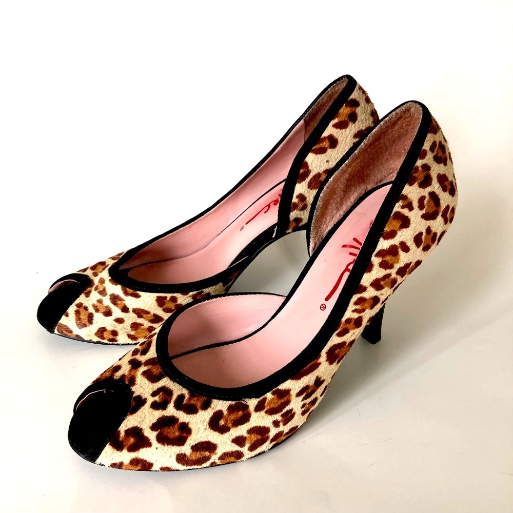 Alec Leopard Print Peep Toe Heels